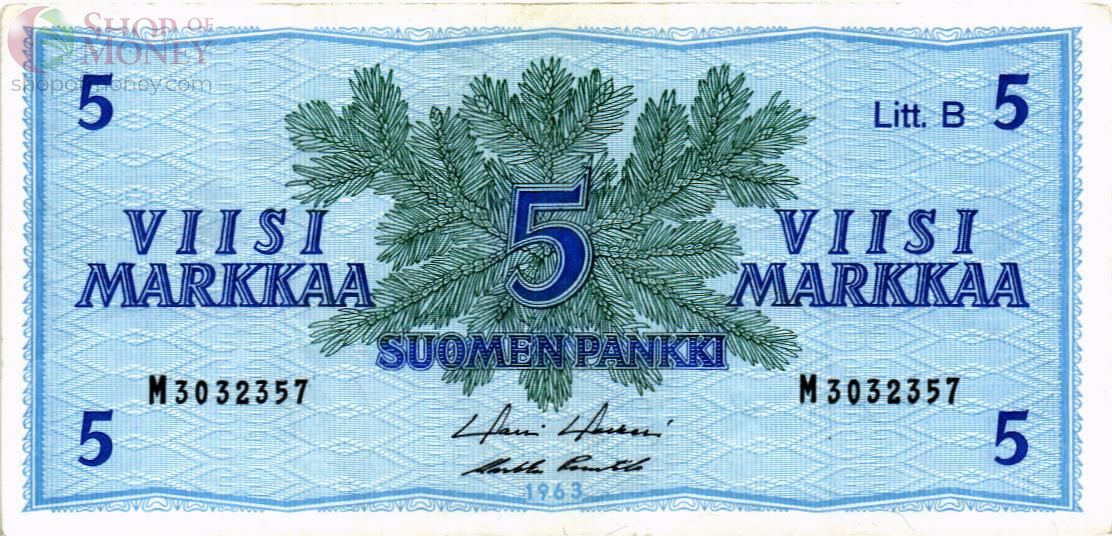 ФИНЛЯНДИЯ 5 МАРОК (Litt. B) 1