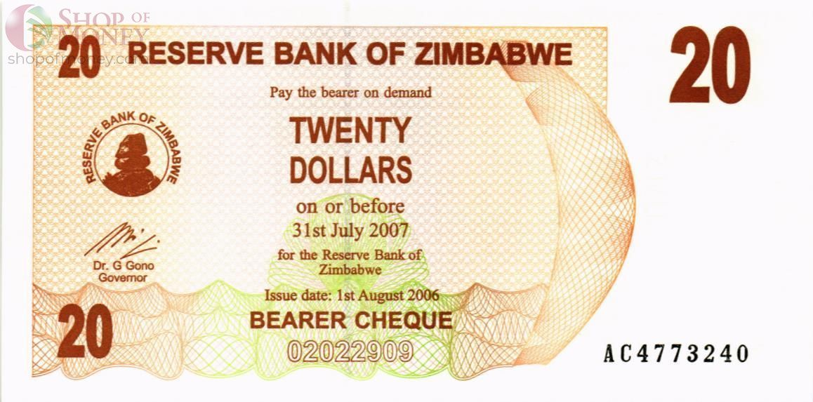 ЗИМБАБВЕ 20 ДОЛЛАРОВ 1