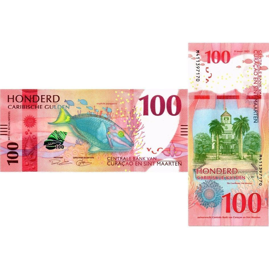 КЮРАСАО И СИНТ-МАРТЕН НАБОР 10-20-50-100-200 ГУЛЬДЕНОВ 6