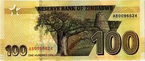 ЗИМБАБВЕ 100 ДОЛЛАРОВ 2