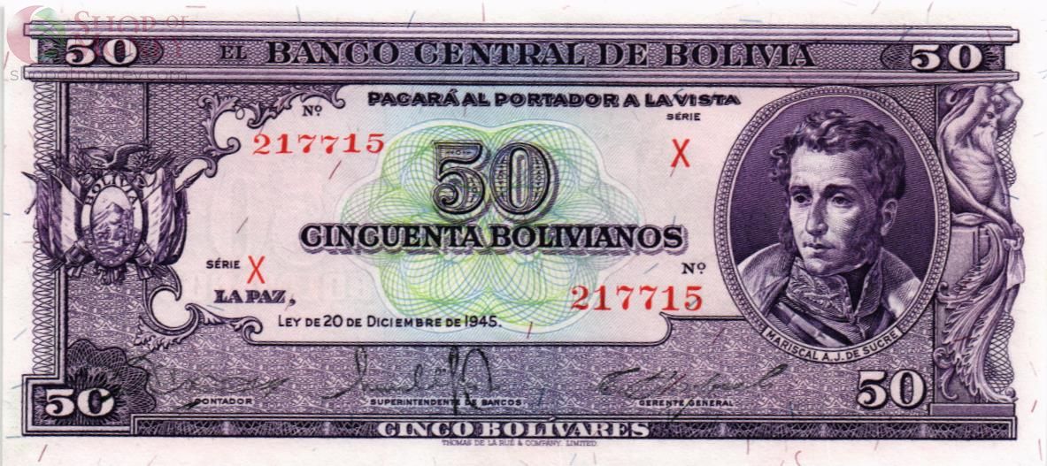 БОЛИВИЯ 50 БОЛИВИАНО 1