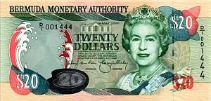 БЕРМУДСКИЕ ОСТРОВА 20 ДОЛЛАРОВ (ГОЛОГРАММА #1) 1