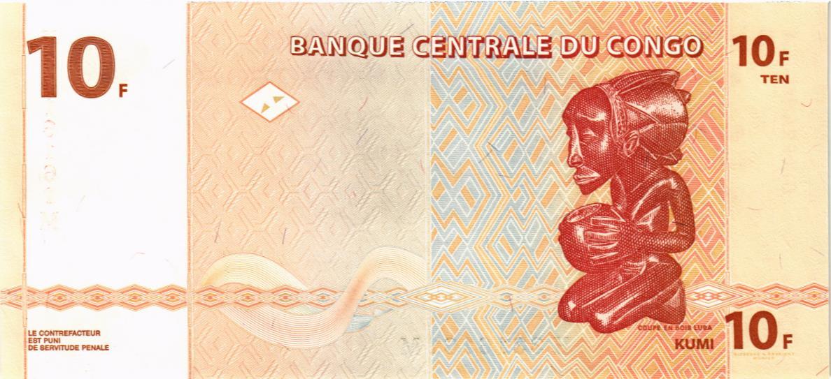 КОНГО ДР 10 ФРАНКОВ 2