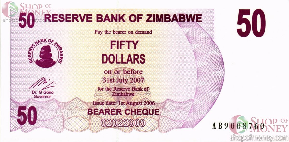 ЗИМБАБВЕ 50 ДОЛЛАРОВ 1