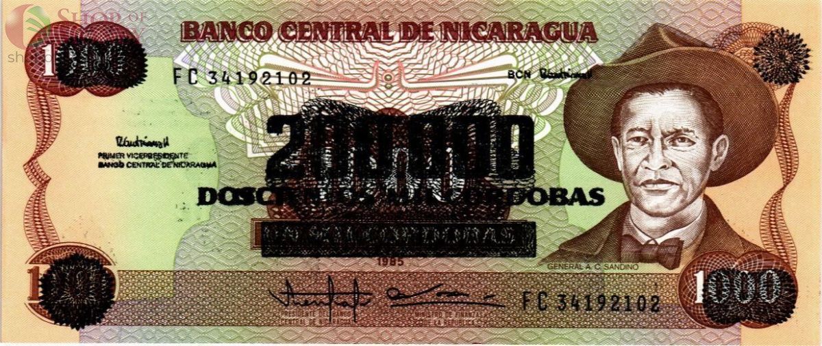 НИКАРАГУА 200000 КОРДОБА (НАДПЕЧАТКА) 1