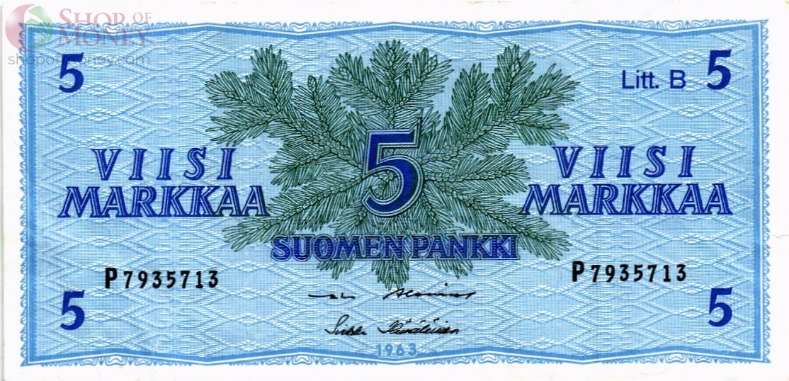 ФИНЛЯНДИЯ 5 МАРОК (Litt. B) 1