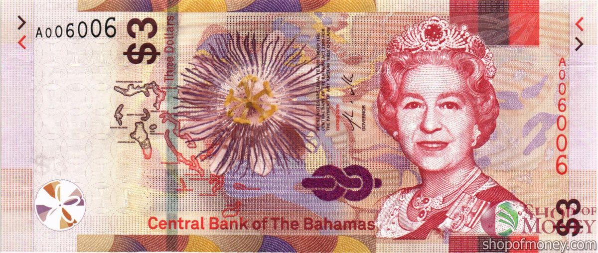 БАГАМСКИЕ ОСТРОВА 3 ДОЛЛАРА #A006006 1