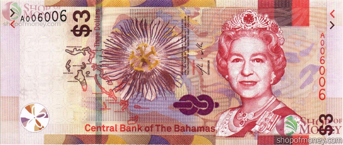БАГАМСКИЕ ОСТРОВА 3 ДОЛЛАРА #A006006 1