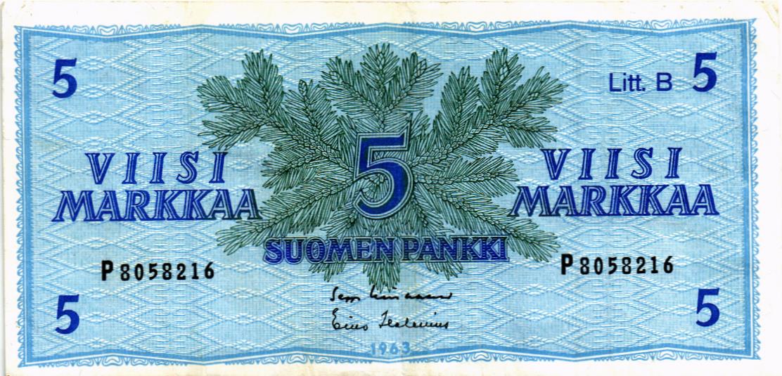 ФИНЛЯНДИЯ 5 МАРОК (Litt. B) 1