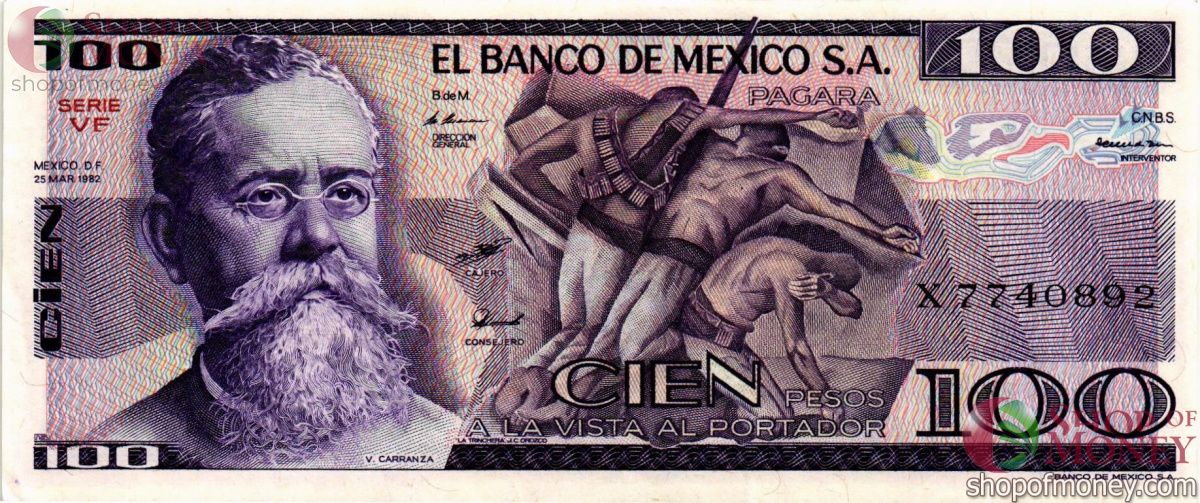 МЕКСИКА 100 ПЕСО (-VF- СЕРИЯ) 1