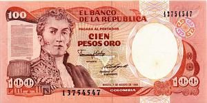 КОЛУМБИЯ 100 ПЕСО (07.08.1989) 1