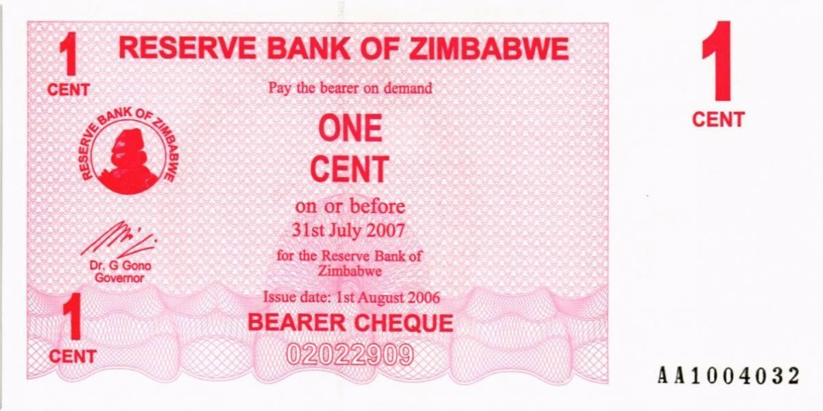 ЗИМБАБВЕ 1 ЦЕНТ 1