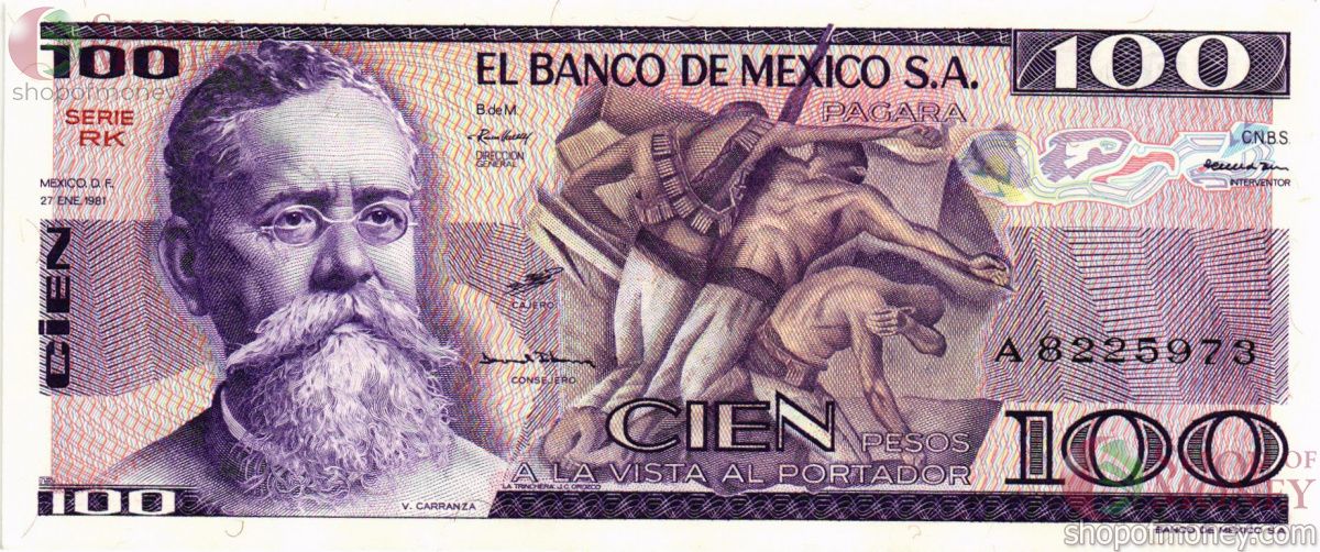 МЕКСИКА 100 ПЕСО (-RK- СЕРИЯ) 1