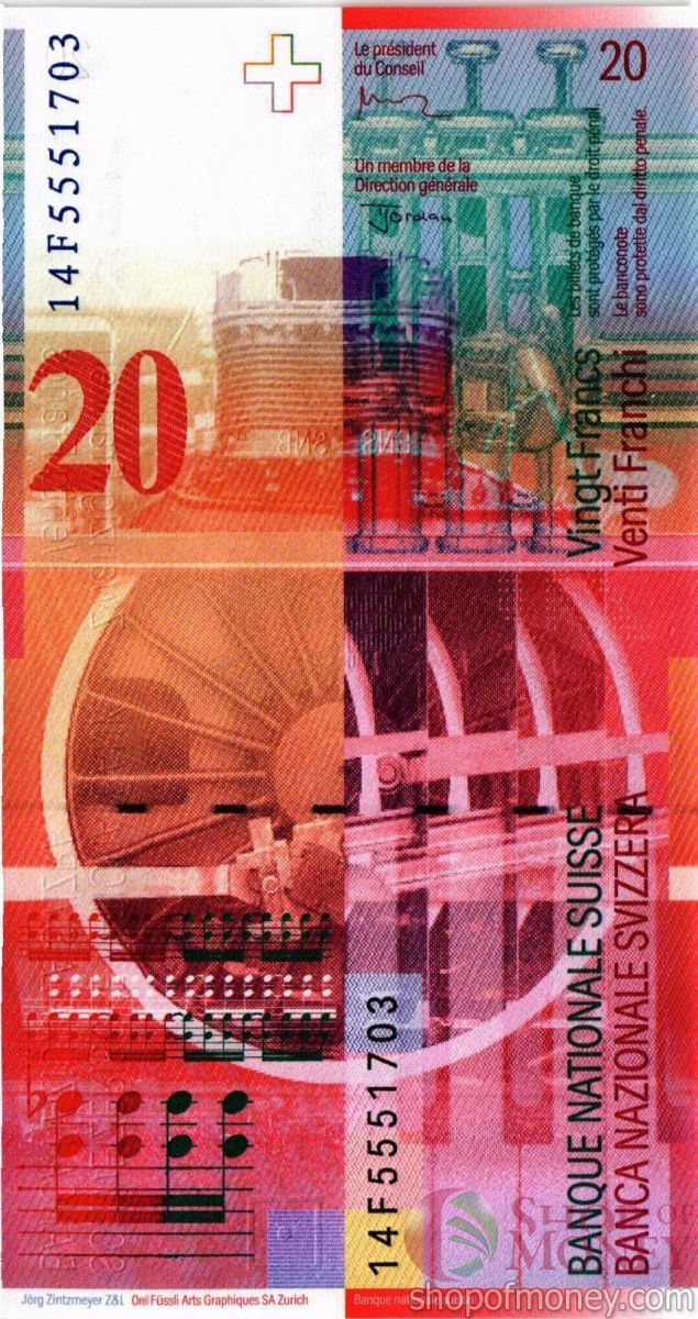 ШВЕЙЦАРИЯ 20 ФРАНКОВ 2