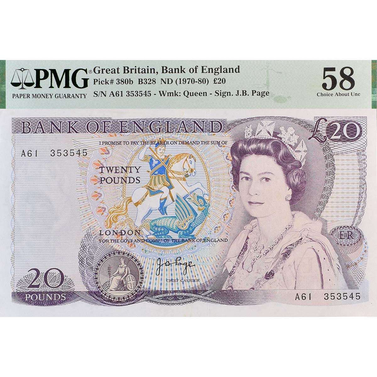 ВЕЛИКОБРИТАНИЯ/АНГЛИЯ 20 ФУНТОВ (PMG - GRADE 58) 1