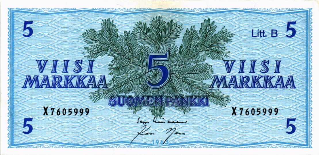 ФИНЛЯНДИЯ 5 МАРОК (Litt. B) 1
