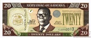 ЛИБЕРИЯ 20 ДОЛЛАРОВ 1