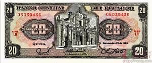 ЭКВАДОР 20 CУКРКЕ (22.11.1988) 1