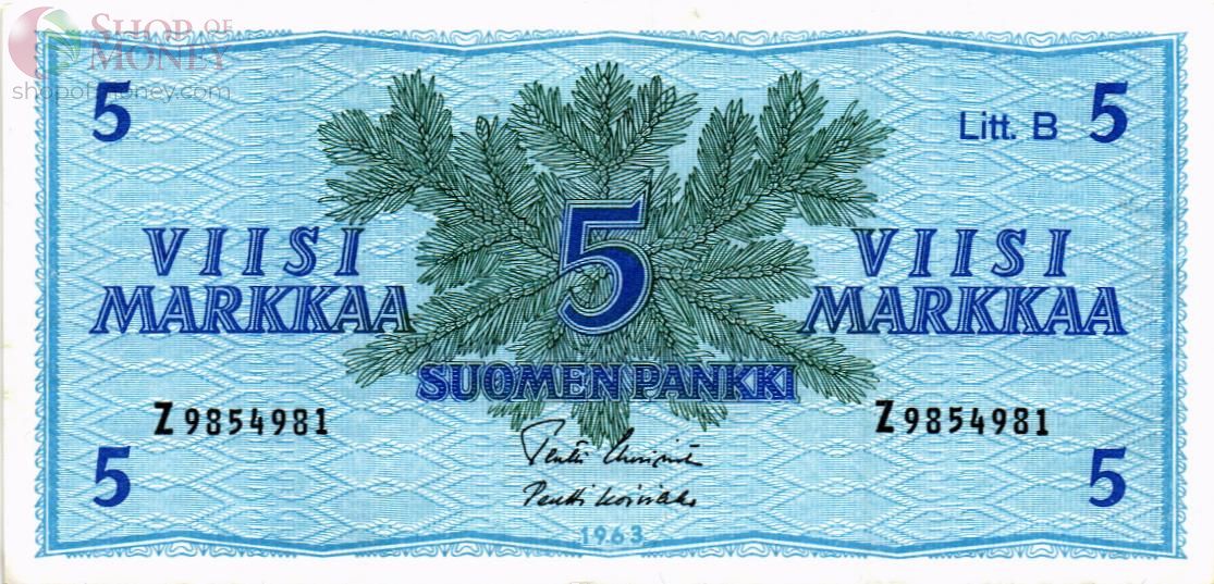 ФИНЛЯНДИЯ 5 МАРОК (Litt. B) 1