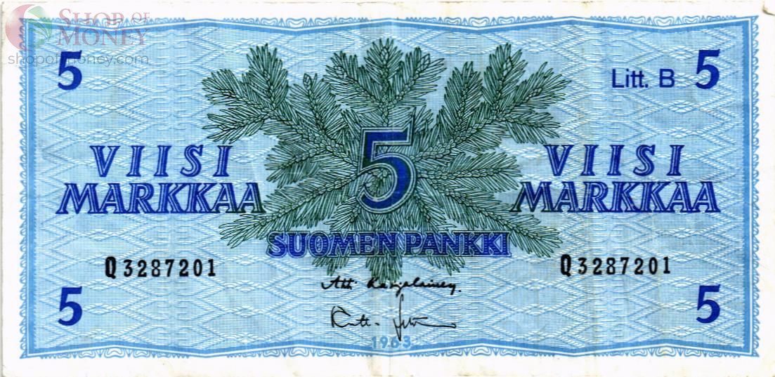 ФИНЛЯНДИЯ 5 МАРОК (Litt. B) 1