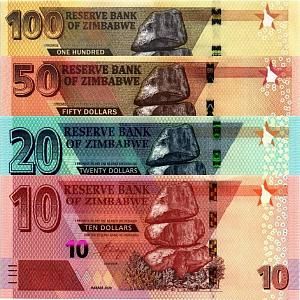 ЗИМБАБВЕ НАБОР 10-20-50-100 ДОЛЛАРОВ 1