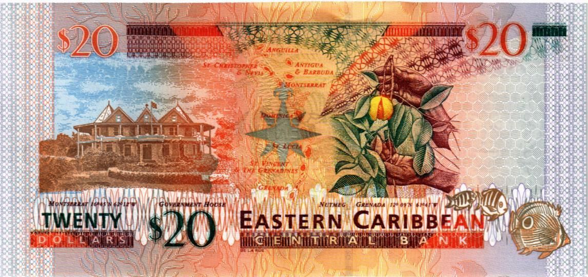 ВОСТОЧНЫЕ КАРИБЫ 20 ДОЛЛАРОВ (D - ДОМИНИКА) 2