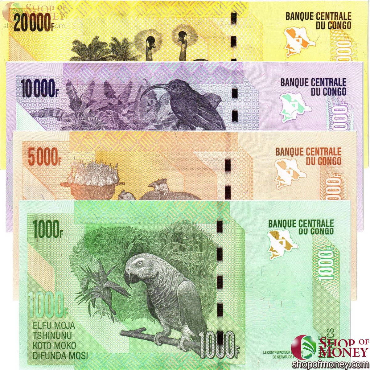 КОНГО ДР 20000-10000-5000-1000 ФРАНКОВ 2
