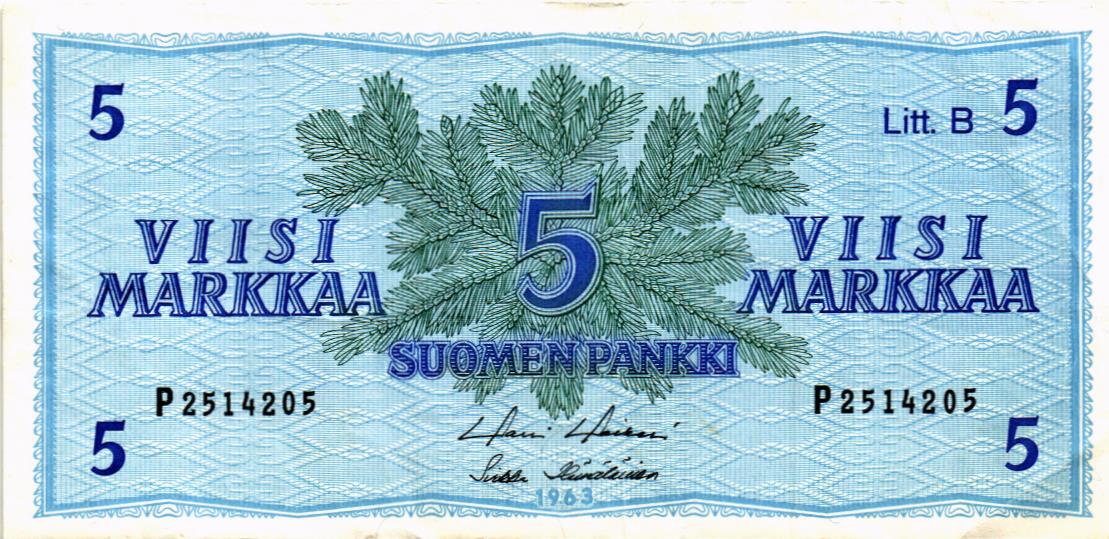 ФИНЛЯНДИЯ 5 МАРОК (Litt. B) 1