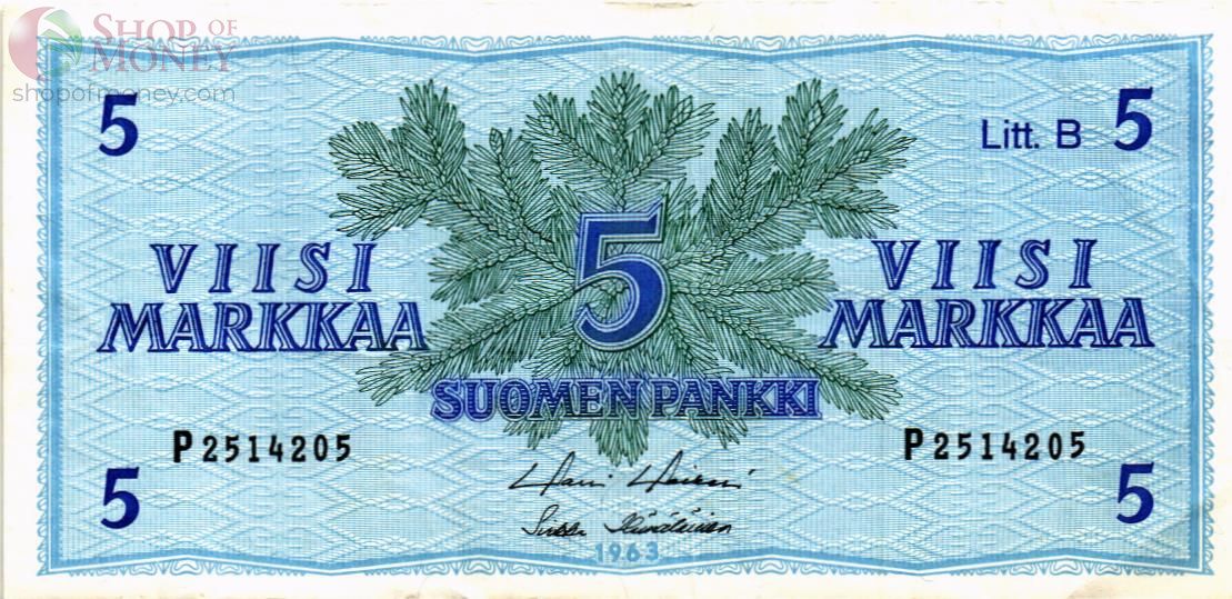 ФИНЛЯНДИЯ 5 МАРОК (Litt. B) 1