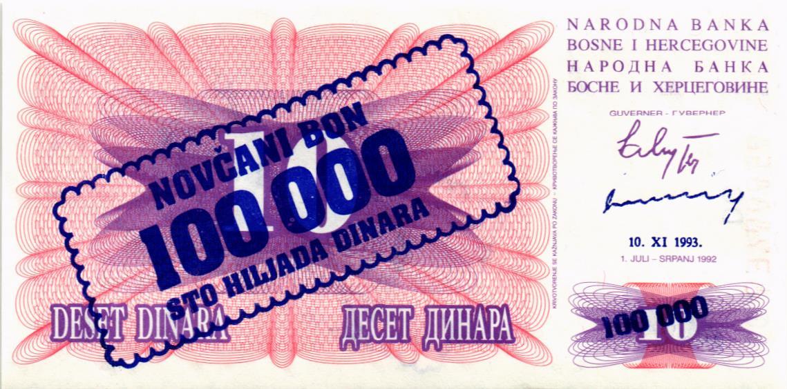 БОСНИЯ И ГЕРЦЕГОВИНА 100000 ДИНАР 1