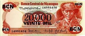 НИКАРАГУА 20000 КОРДОБА (НАДПЕЧАТКА) 1