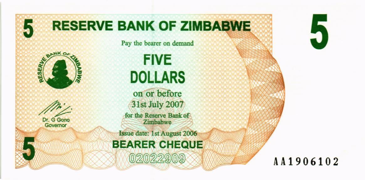 ЗИМБАБВЕ 5 ДОЛЛАРОВ 1