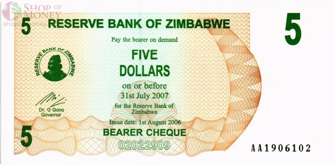 ЗИМБАБВЕ 5 ДОЛЛАРОВ 1