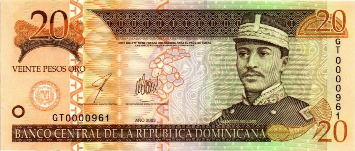 ДОМИНИКАНСКАЯ РЕСПУБЛИКА 20 ПЕСО 1