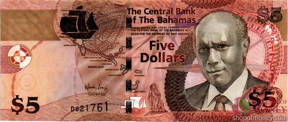 БАГАМСКИЕ ОСТРОВА 5 ДОЛЛАРОВ 1