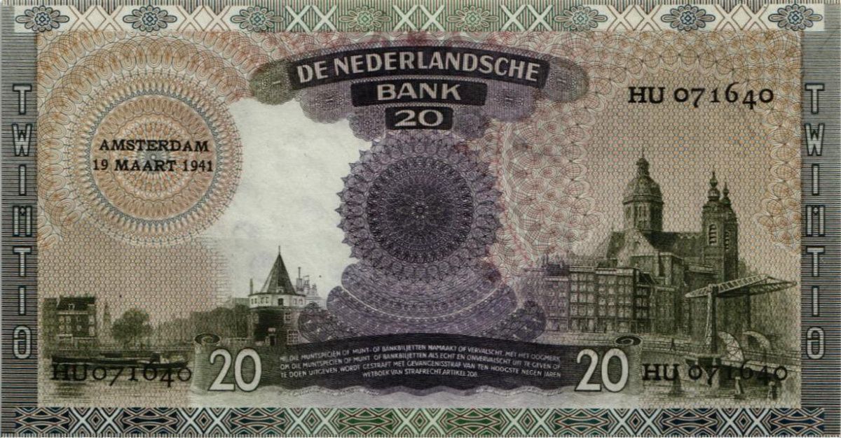 НИДЕРЛАНДЫ 20 ГУЛЬДЕНОВ (19.03.1941) 2