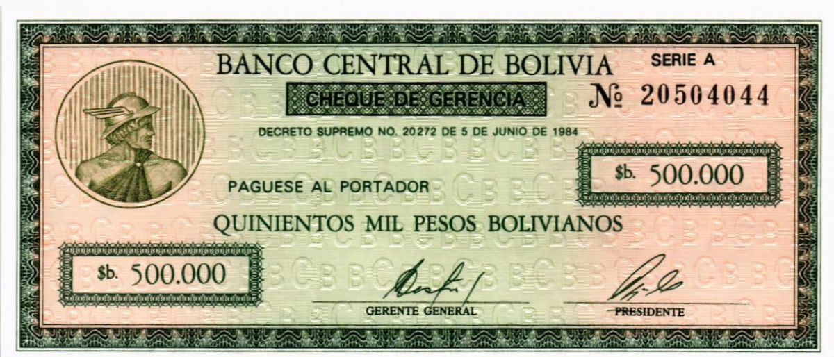 БОЛИВИЯ 500000 БОЛИВИАНОС 1
