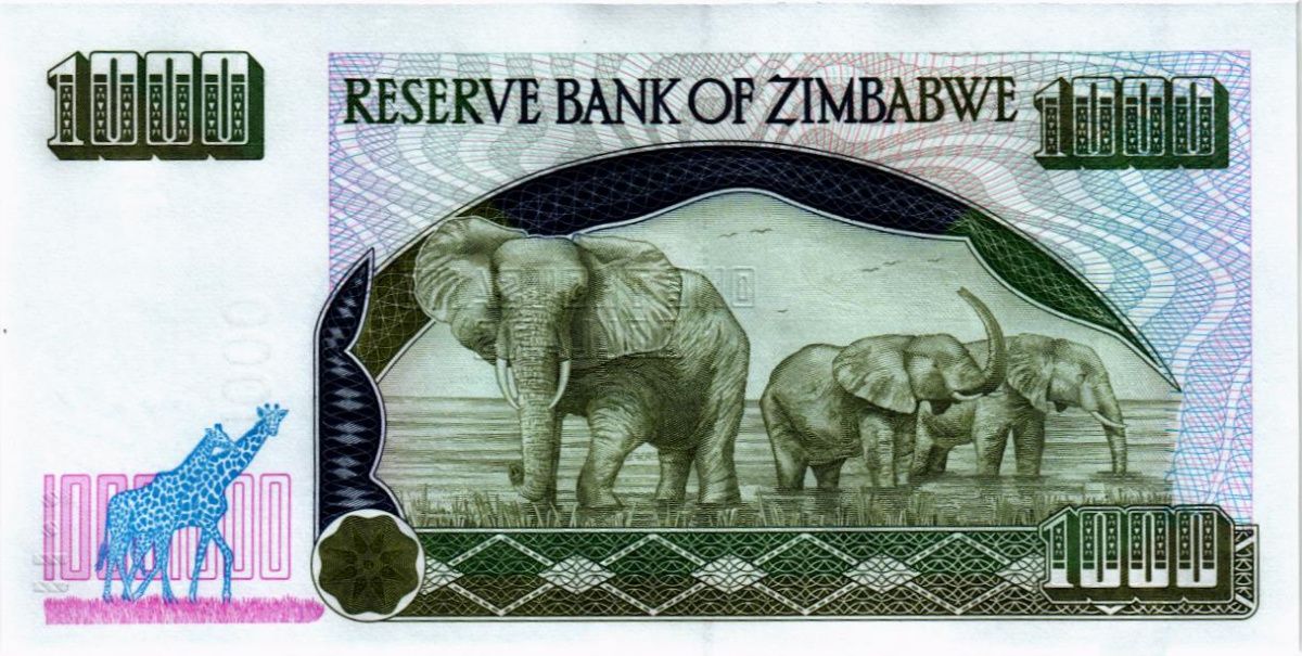 ЗИМБАБВЕ 1000 ДОЛЛАРОВ 2