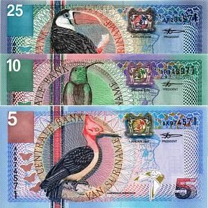 СУРИНАМ НАБОР 5 10 25 ГУЛЬДЕНОВ 1