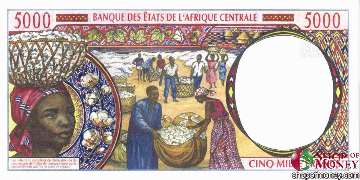 ГОСУДАРСТВА ЦЕНТРАЛЬНОЙ АФРИКИ (-C-КОНГО) 5000 ФРАНКОВ 2