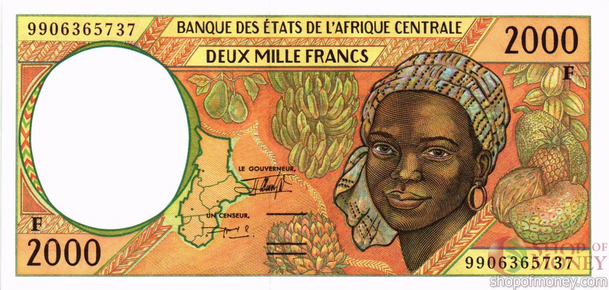 ГОСУДАРСТВА ЦЕНТРАЛЬНОЙ АФРИКИ (-F- ЦЕНТРАЛЬНОАФРИКАНСКАЯ РЕСПУБЛИКА) 2000 ФРАНКОВ 1