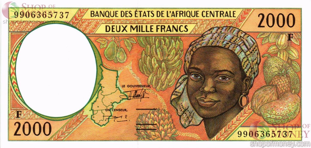 ГОСУДАРСТВА ЦЕНТРАЛЬНОЙ АФРИКИ (-F- ЦЕНТРАЛЬНОАФРИКАНСКАЯ РЕСПУБЛИКА) 2000 ФРАНКОВ 1
