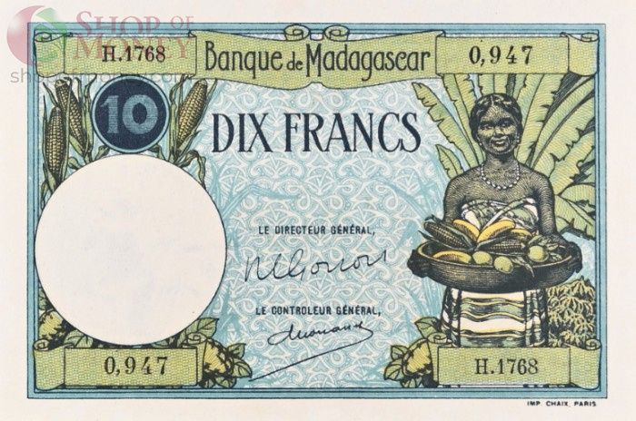 МАДАГАСКАР 10 ФРАНКОВ (PMG - GRADE 63) 3