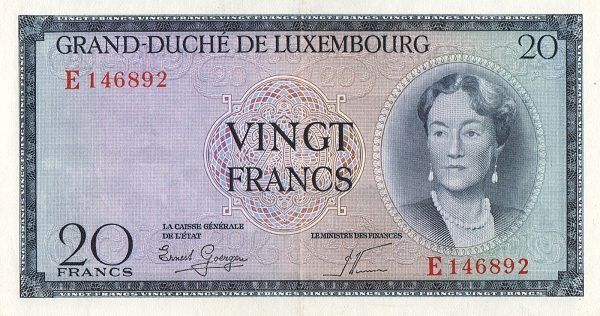 ЛЮКСЕМБУРГ 20 ФРАНКОВ 1