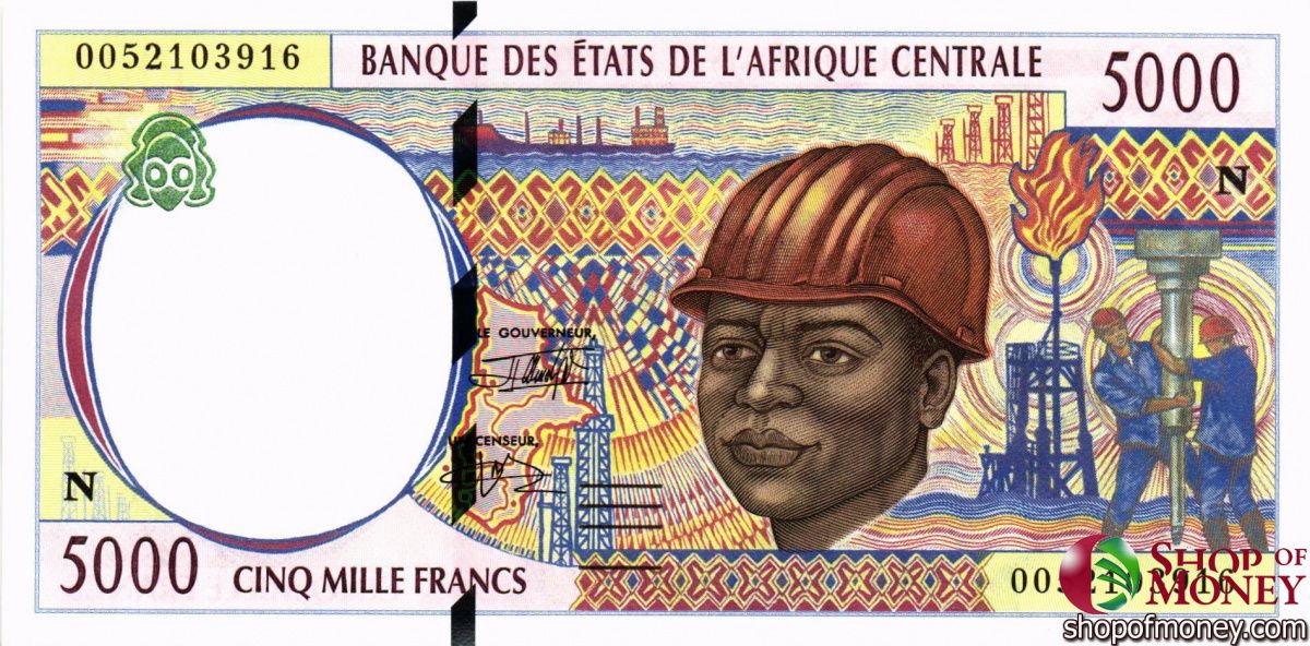 ГОСУДАРСТВА ЦЕНТРАЛЬНОЙ АФРИКИ (-N-ЭКВАТОРИАЛЬНАЯ ГВИНЕЯ) 5000 ФРАНКОВ 1