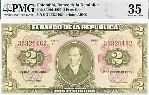 КОЛУМБИЯ 2 ПЕСО (PMG - GRADE 35) 1
