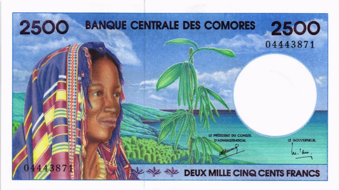 КОМОРСКИЕ ОСТРОВА 2500 ФРАНКОВ 1