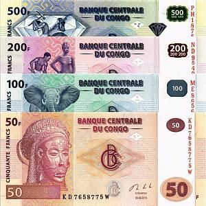 КОНГО ДР НАБОР 500-200-100-50 ФРАНКОВ 1