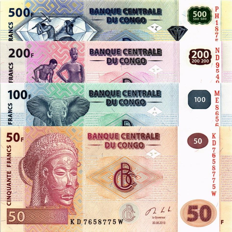 КОНГО ДР НАБОР 500-200-100-50 ФРАНКОВ 1
