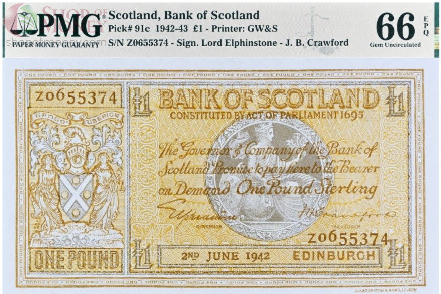 ШОТЛАНДИЯ 1 ФУНТ (PMG - GRADE 66) 1